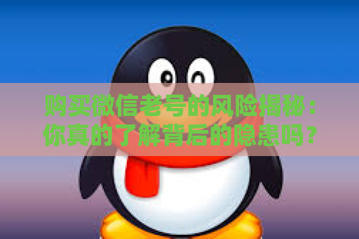购买微信老号的风险揭秘：你真的了解背后的隐患吗？